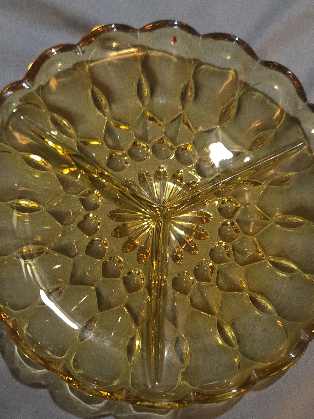 Amber Glass Decorative Divided Serving Dish - Home Art